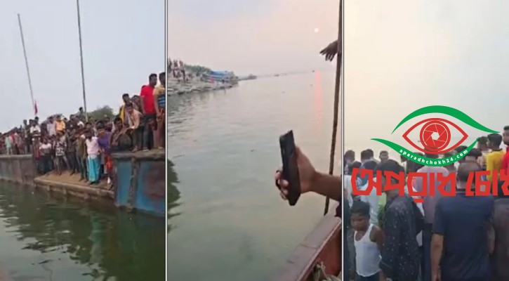 ফেরিতে ওঠার সময় বাস উল্টে নদীতে